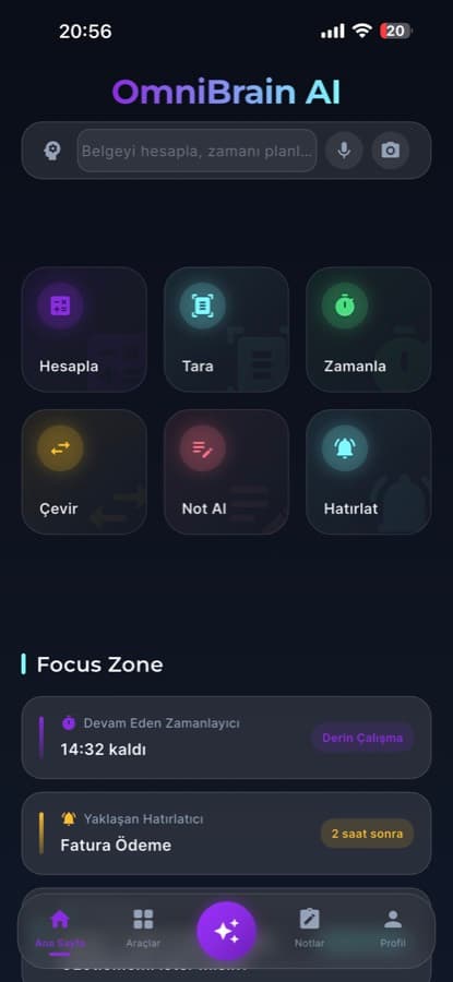 OmniBrain AI ana ekran